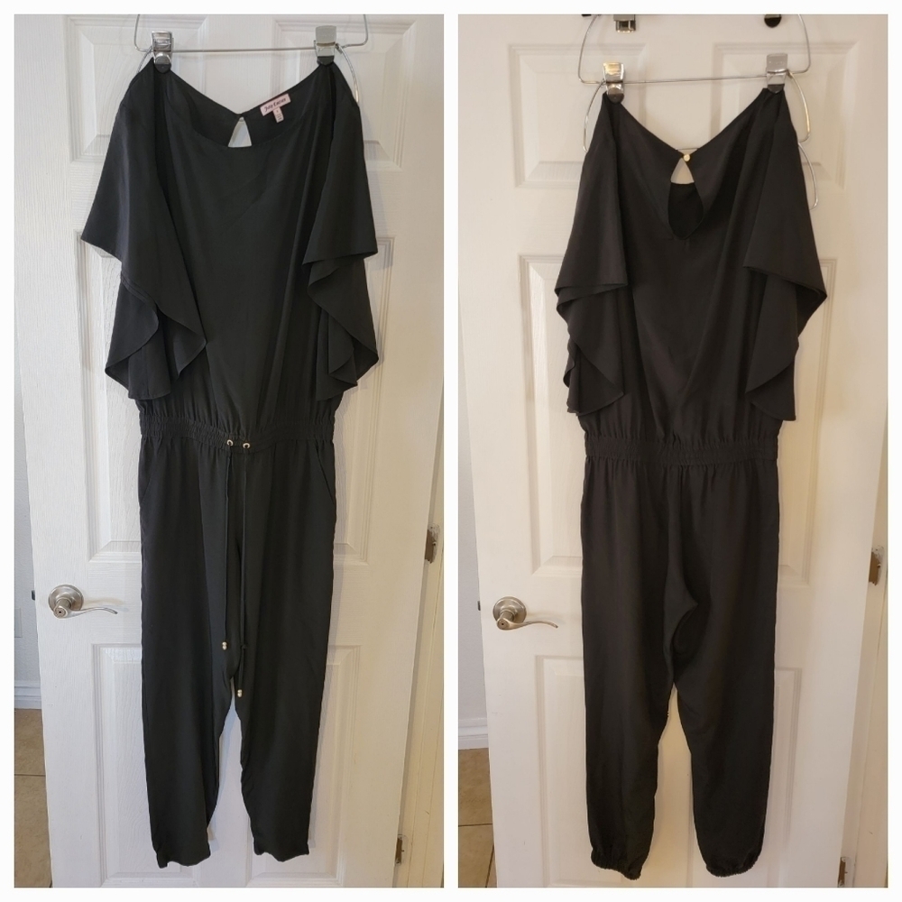 Juicy couture Jumpsuit Womens Sz S 100% Silk Dark Romantic  Black